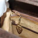 GUCCI Hand Bag Leather Brown Gold Auth mr2390-23