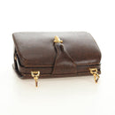 GUCCI Hand Bag Leather Brown Gold Auth mr2390-6