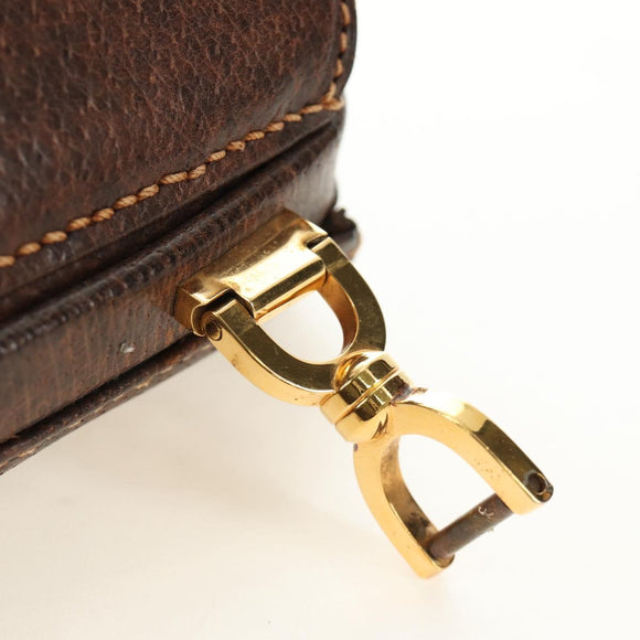 GUCCI Hand Bag Leather Brown Gold Auth mr2390