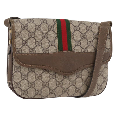 GUCCI GG Supreme Web Sherry Line Bag PVC Beige Gold 001 113 6862 Auth mr2391