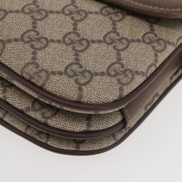 GUCCI GG Supreme Web Sherry Line Bag PVC Beige Gold 001 113 6862 Auth mr2391