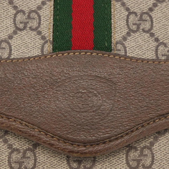 GUCCI GG Supreme Web Sherry Line Bag PVC Beige Gold 001 113 6862 Auth mr2391