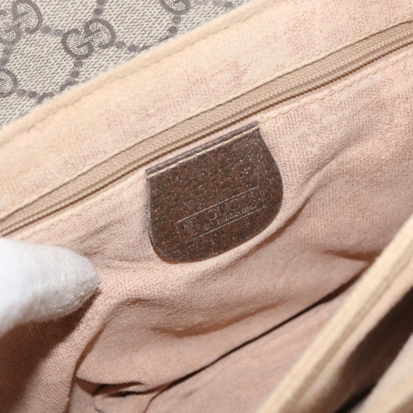 GUCCI GG Supreme Web Sherry Line Bag PVC Beige Gold 001 113 6862 Auth mr2391