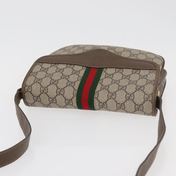 GUCCI GG Supreme Web Sherry Line Bag PVC Beige Gold 001 113 6862 Auth mr2391