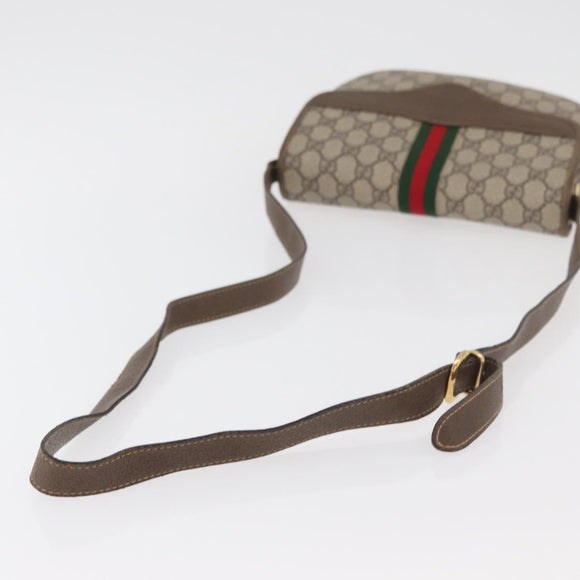 GUCCI GG Supreme Web Sherry Line Bag PVC Beige Gold 001 113 6862 Auth mr2391