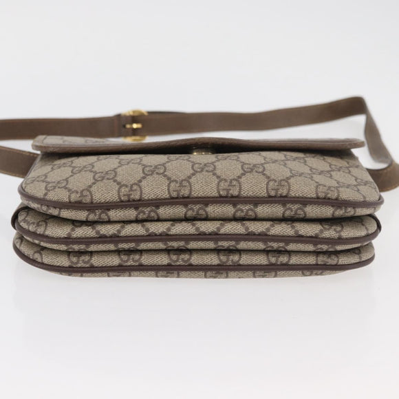 GUCCI GG Supreme Web Sherry Line Bag PVC Beige Gold 001 113 6862 Auth mr2391