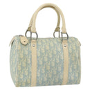 Christian Dior Trotter Canvas Boston Bag PVC Light Blue Silver Auth mr2392-1