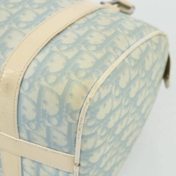 Christian Dior Trotter Canvas Boston Bag PVC Light Blue Silver Auth mr2392