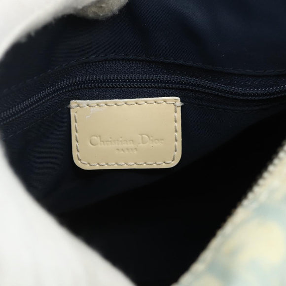 Christian Dior Trotter Canvas Boston Bag PVC Light Blue Silver Auth mr2392