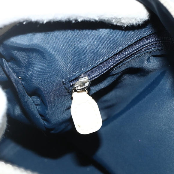 Christian Dior Trotter Canvas Boston Bag PVC Light Blue Silver Auth mr2392