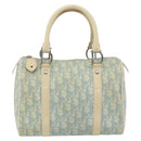 Christian Dior Trotter Canvas Boston Bag PVC Light Blue Silver Auth mr2392-2