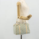 Christian Dior Trotter Canvas Boston Bag PVC Light Blue Silver Auth mr2392-22