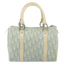 Christian Dior Trotter Canvas Boston Bag PVC Light Blue Silver Auth mr2392-3