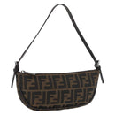 FENDI Zucca Canvas Accessory Pouch Brown Black Auth mr2395A-1