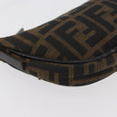 FENDI Zucca Canvas Accessory Pouch Brown Black Auth mr2395A-10