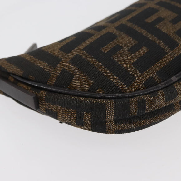 FENDI Zucca Canvas Accessory Pouch Brown Black Auth mr2395A