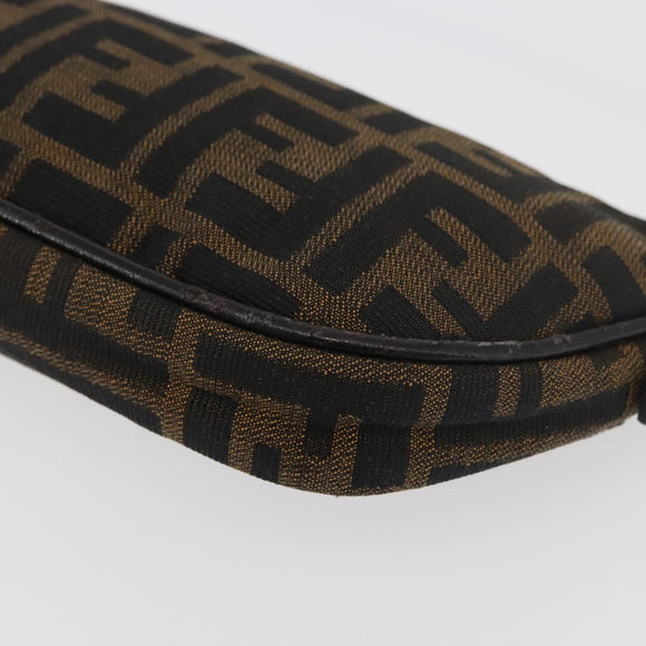 FENDI Zucca Canvas Accessory Pouch Brown Black Auth mr2395A