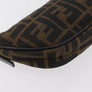 FENDI Zucca Canvas Accessory Pouch Brown Black Auth mr2395A-12