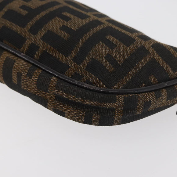 FENDI Zucca Canvas Accessory Pouch Brown Black Auth mr2395A