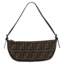 FENDI Zucca Canvas Accessory Pouch Brown Black Auth mr2395A-2