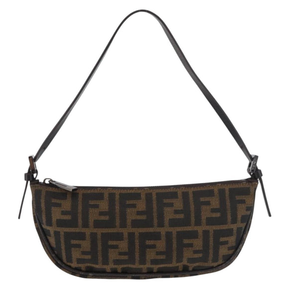 FENDI Zucca Canvas Accessory Pouch Brown Black Auth mr2395A