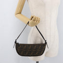 FENDI Zucca Canvas Accessory Pouch Brown Black Auth mr2395A-20