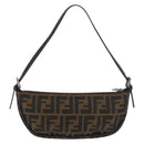 FENDI Zucca Canvas Accessory Pouch Brown Black Auth mr2395A-3