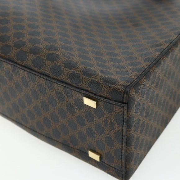CELINE Macadam Canvas Hand Bag PVC Leather 2way Black Gold Auth mr2396A