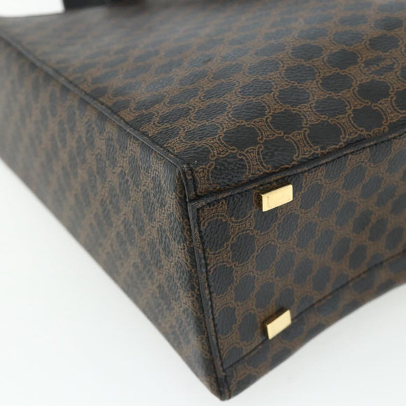 CELINE Macadam Canvas Hand Bag PVC Leather 2way Black Gold Auth mr2396A