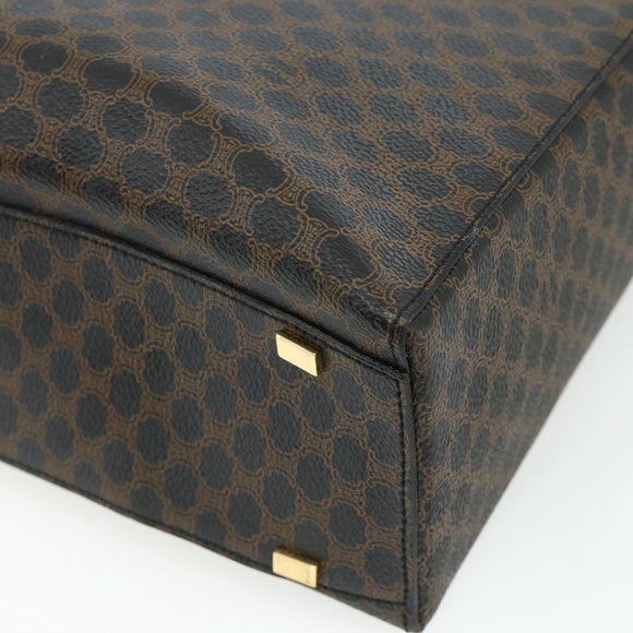 CELINE Macadam Canvas Hand Bag PVC Leather 2way Black Gold Auth mr2396A
