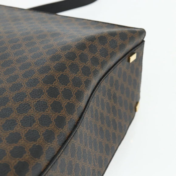 CELINE Macadam Canvas Hand Bag PVC Leather 2way Black Gold Auth mr2396A