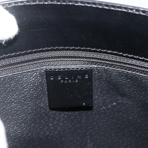 CELINE Macadam Canvas Hand Bag PVC Leather 2way Black Gold Auth mr2396A