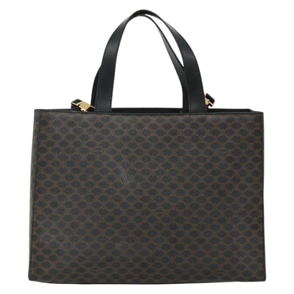 CELINE Macadam Canvas Hand Bag PVC Leather 2way Black Gold Auth mr2396A