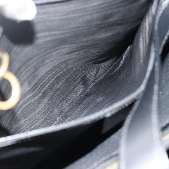 CELINE Macadam Canvas Hand Bag PVC Leather 2way Black Gold Auth mr2396A