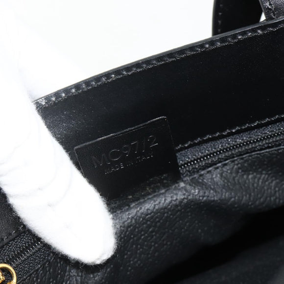 CELINE Macadam Canvas Hand Bag PVC Leather 2way Black Gold Auth mr2396A