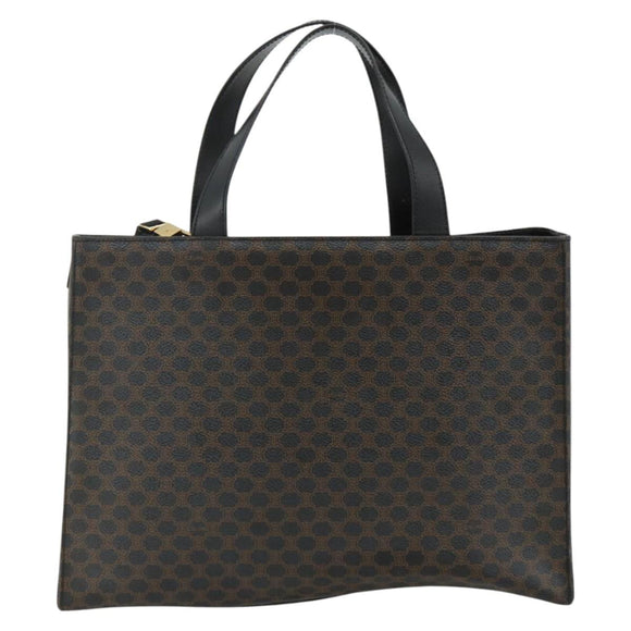 CELINE Macadam Canvas Hand Bag PVC Leather 2way Black Gold Auth mr2396A