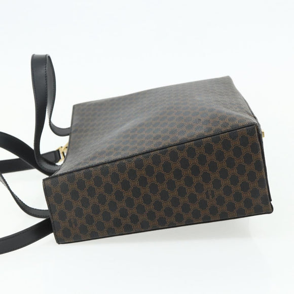 CELINE Macadam Canvas Hand Bag PVC Leather 2way Black Gold Auth mr2396A