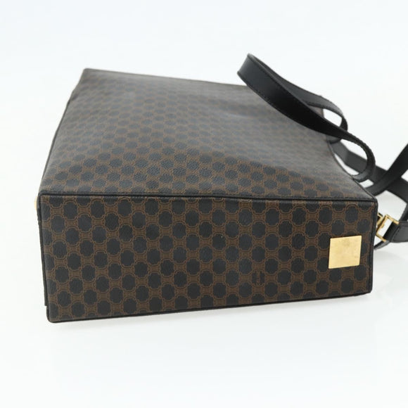 CELINE Macadam Canvas Hand Bag PVC Leather 2way Black Gold Auth mr2396A