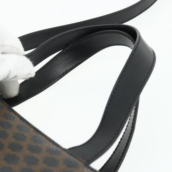 CELINE Macadam Canvas Hand Bag PVC Leather 2way Black Gold Auth mr2396A