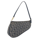 Christian Dior Trotter Canvas Accessory Pouch Navy Silver Auth mr2399A-1