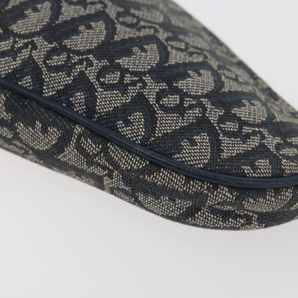 Christian Dior Trotter Canvas Accessory Pouch Navy Silver Auth mr2399A