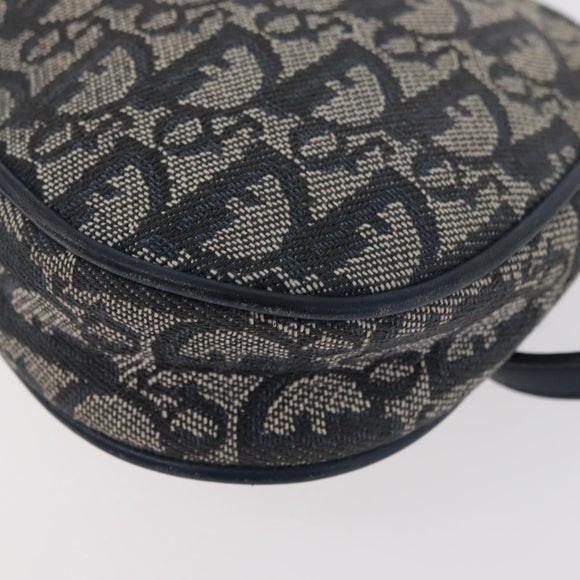 Christian Dior Trotter Canvas Accessory Pouch Navy Silver Auth mr2399A