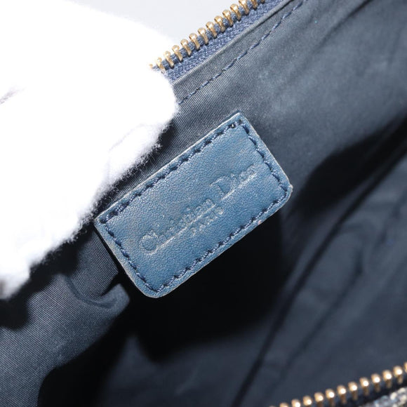 Christian Dior Trotter Canvas Accessory Pouch Navy Silver Auth mr2399A