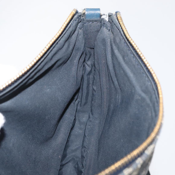 Christian Dior Trotter Canvas Accessory Pouch Navy Silver Auth mr2399A