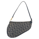 Christian Dior Trotter Canvas Accessory Pouch Navy Silver Auth mr2399A-13