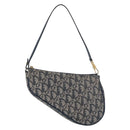 Christian Dior Trotter Canvas Accessory Pouch Navy Silver Auth mr2399A-2