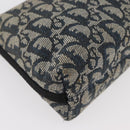 Christian Dior Trotter Canvas Accessoiretasje Marine Zilver Auth mr2400-9