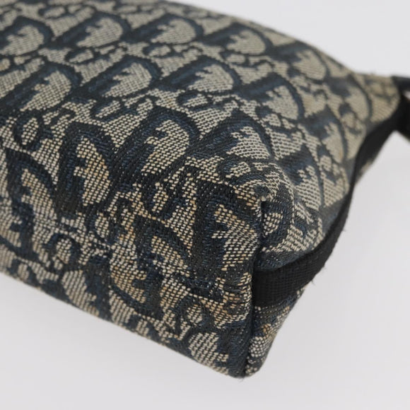 Christian Dior Trotter Canvas Accessoiretasje Marine Zilver Auth mr2400