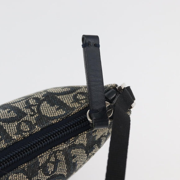 Christian Dior Trotter Canvas Accessoiretasje Marine Zilver Auth mr2400