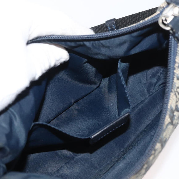Christian Dior Trotter Canvas Accessoiretasje Marine Zilver Auth mr2400